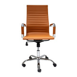 Cadeira De Escritório Cadeiras Inc Cadeira Presidente Charles Eames Stripes Fia6129 Ergonômica Caramelo Com Estofado De Couro Sintético