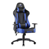 Cadeira De Escritório Fortrek Cruiser Gamer Ergonômica Preto E Azul Com Estofado De Couro Sintético