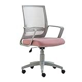 Cadeira De Escritório Giratória Stay Roal Cinza Com Encosto Em Tela Assento Rosa Base Em Nylon