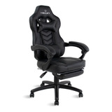 Cadeira De Escritório Healer Alien Gamer Ergonômica Preta Com Estofado De Couro Sintético