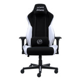 Cadeira De Escritório Pcyes Mad Racer V8 Turbo Gamer Ergonômica Preta E Branca Com Estofado De Poliéster