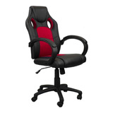 Cadeira De Escritório Pelegrin Pel 3002 Gamer Ergonômica Preta E Vermelha Com Estofado De Couro P u 