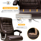 Cadeira De Escritório Presidente Ergonômica Couro Executiva Alta Com Molas Ensacadas Pillow Top 150 Kgs Marrom Cadeiras Inc