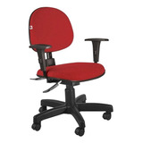 Cadeira De Escritório Qualiflex Executiva Ergonômica Com Braços N17 Abnt Ergonômica Vermelha Com Estofado De Tecido