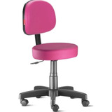 Cadeira De Escritório Renaflex Mocho Alto Possui Rosa Com Estofado De Couro Sintético