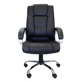 Cadeira De Escritório Reunião Sala Office Presidente Executivo Diretor Business Metal Cromado Cor Preto Material Do Estofamento Couro Sintético