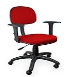 Cadeira De Escritório Secretária Giratória Com Braço Regulável Gatilho Tecido â Qualiflex Vermelho 