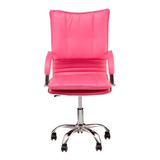 Cadeira De Escritório Show De Cadeiras Desenho Italiano Rosa chiclete Com Estofado De Couro Sintético