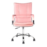 Cadeira De Escritório Show De Cadeiras Desenho Italiano Rosa claro Com Estofado De Couro Sintético
