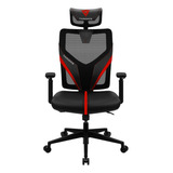 Cadeira De Escritório Thunderx3 Yama1 Gamer Ergonômica Preta E Vermelha Com Estofado De Mesh