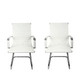 Cadeira De Escritório Tutto Home Interlocutor Baixa Charles Eames Esteirinha Ergonômica Branca Com Estofado De Couro Sintético X 2 Unidades