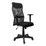 Cadeira De Escritório Ultra Móveis Corporativo Cadeira Tela Presidente Com Braço Regulável Preta Com Estofado De Tecido