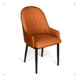 Cadeira De Jantar Dinner Confortavel Moderna Ergonomica Apoio De Braços Sala Jantar Cozinha Restaurante Escritorio Assento Encosto Confortável Com Estofamento Revestido Em Couro Sintético Cor Marrom