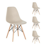 Cadeira De Jantar Elidy Charles Eames Eiffel Estrutura Nude X 4 Unidades