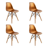 Cadeira De Jantar Empório Tiffany Eames Dsw Madera, Estrutura De Cor Bronze, 4 Unidades