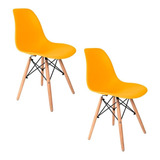 Cadeira De Jantar Empório Tiffany Eames Dsw Madera Estrutura De Cor Amarelo 2 Unidades
