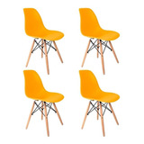 Cadeira De Jantar Empório Tiffany Eames Dsw Madera Estrutura De Cor Amarelo 4 Unidades