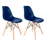 Cadeira De Jantar Empório Tiffany Eames Dsw Madera Estrutura De Cor Azul bic 2 Unidades