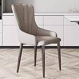 Cadeira De Jantar Escandinava Cadeira Ergonômica Para Lounge Com Encosto Cadeira De Cozinha Moderna Em Couro Assento Estofado E Acolchoado Pernas Em Aço Carbono Preto Color Light Gray 