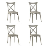 Cadeira De Jantar Katrina Garden Life Cor Cinza 4 Unidades