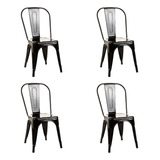 Cadeira De Jantar Tolix Aço Reforçado Garden Life Cor Preto 4 Unidades