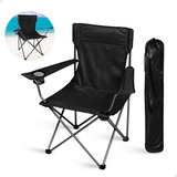 Cadeira De Pesca Camping Praia C Suporte Para Copo Dobrável