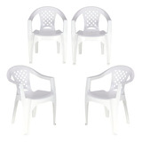 Cadeira De Plástico Alta Kit Com 4 Suporta 154 Kg Tramontina Cor Branco Liso