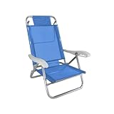 Cadeira De Praia Alumínio Reforçada 5 Posições Banho De Sol Marinho Zaka 120 KG