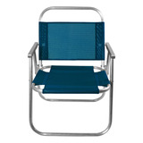 Cadeira De Praia Alumínio Reforçada Até 150kg Cor Azul marinho