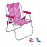 Cadeira De Praia Infantil Alumínio Rosa