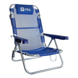 Cadeira De Praia Piscina 5 Posições Aluminio Nautika Cor Azul