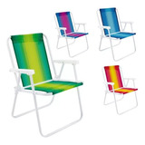 Cadeira De Praia/piscina Alta Aço Branco/cores 110 Kg Mor 