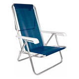 Cadeira De Praia Vira Espreguiçadeira Piscina Alumínio Mor Cor Azul