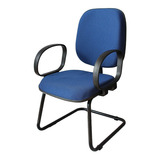 Cadeira Diretor Fixa Pé Continuo S Injetada C  Braço Orelha Cor Azul Material Do Estofamento Tecido J  Serrano