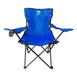 Cadeira Dobrável Camping Pesca Com Bolsa Porta Copos Azul