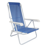 Cadeira Dobravel Piscina E Praia 8 Posições Aluminio Mor Cor Azul