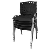 Cadeira Empilhável Plástica Preta Base Prata