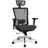 Cadeira Escritório Ergonomica DT3 Moira Com Revestimento Mesh Vidartex Estrutura Em Alumínio Apoio De Cabeça 3D Braços 3D Apoio Lombar Almofadado Suporta Até 130kg E Altura Máx De 1 85m Black 