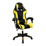 Cadeira Escritório Gamer Ergonômica Reclinável C Massageador Cor Preto amarelo