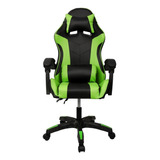 Cadeira Escritório Gamer Ergonômica Reclinável C Massageador Cor Preto verde Material Do Estofamento Couro Sintético