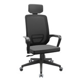 Cadeira Escritório Presidente Adrix Relax Nylon   Plaxmetal Cor Preto Material Do Estofamento Couro Sintético