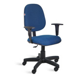 Cadeira Gerente Giratória Braços Tecido Azul Com Preto