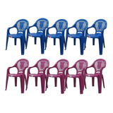 Cadeira Infantil Poltrona Decorada Plástico Kit 10 Cadeiras