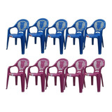 Cadeira Infantil Poltrona Decorada Plástico Kit 10 Cadeiras