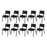 Cadeira Iso Kit 10 Peças Base Preto Cores Variadas