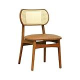 Cadeira Organik Encosto Anatômico Com Telinha Rattan Natural - Amêndoa Assento Estofado Corano Marrom Mescla