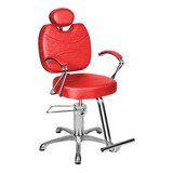 Cadeira Poltrona De Cabeleireiro Topázio Vermelho