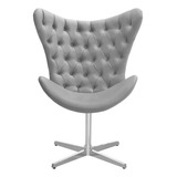 Cadeira Poltrona Egg Capitonê Decorativa Giratória Para Sa Cor Suede Cinza Claro