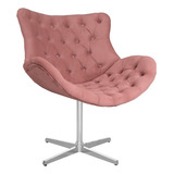 Cadeira Poltrona Giratória Decorativa Eliza Em Capitonê