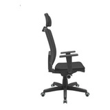 Cadeira Presidente Brizza Tela Slider Autocompensador Ergo Preto Material Do Estofamento Poliéster Crepe